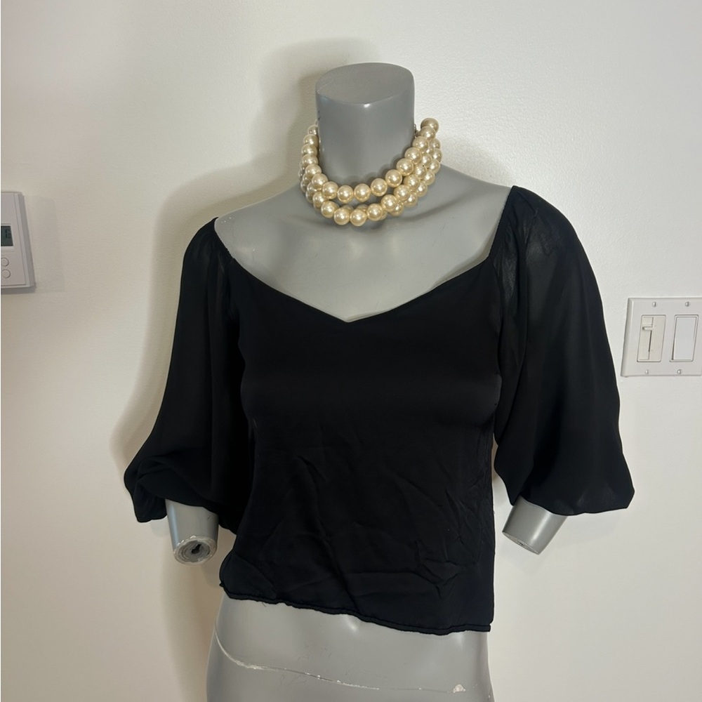 Beautiful Off the shoulder Zara Black Blouse with Three-Quarter Sleeves❤️XS